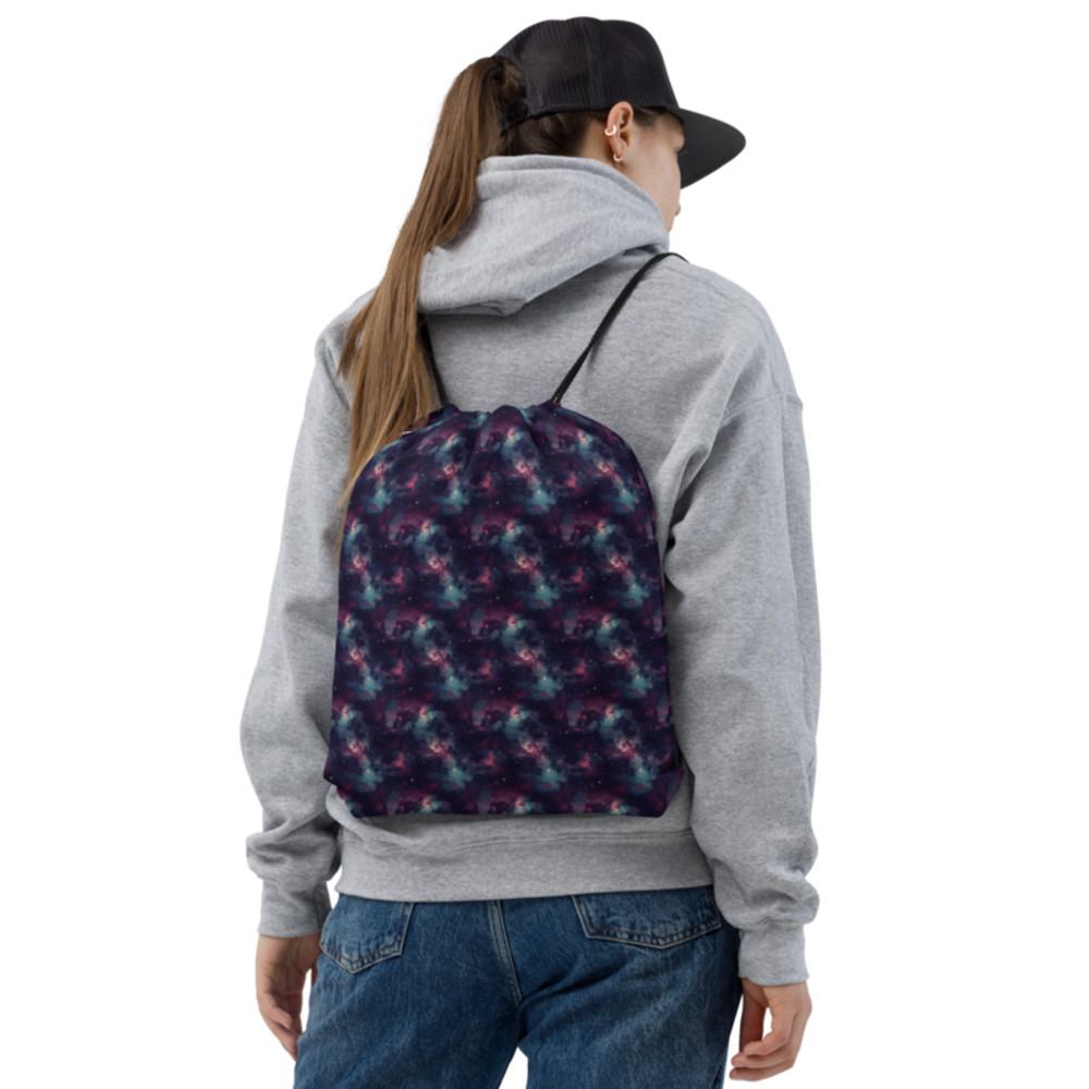 Purple Space Galaxy Cosmic Stars Pattern Drawstring bag