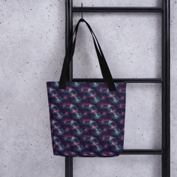 purple space galaxy cosmic stars pattern tote bag