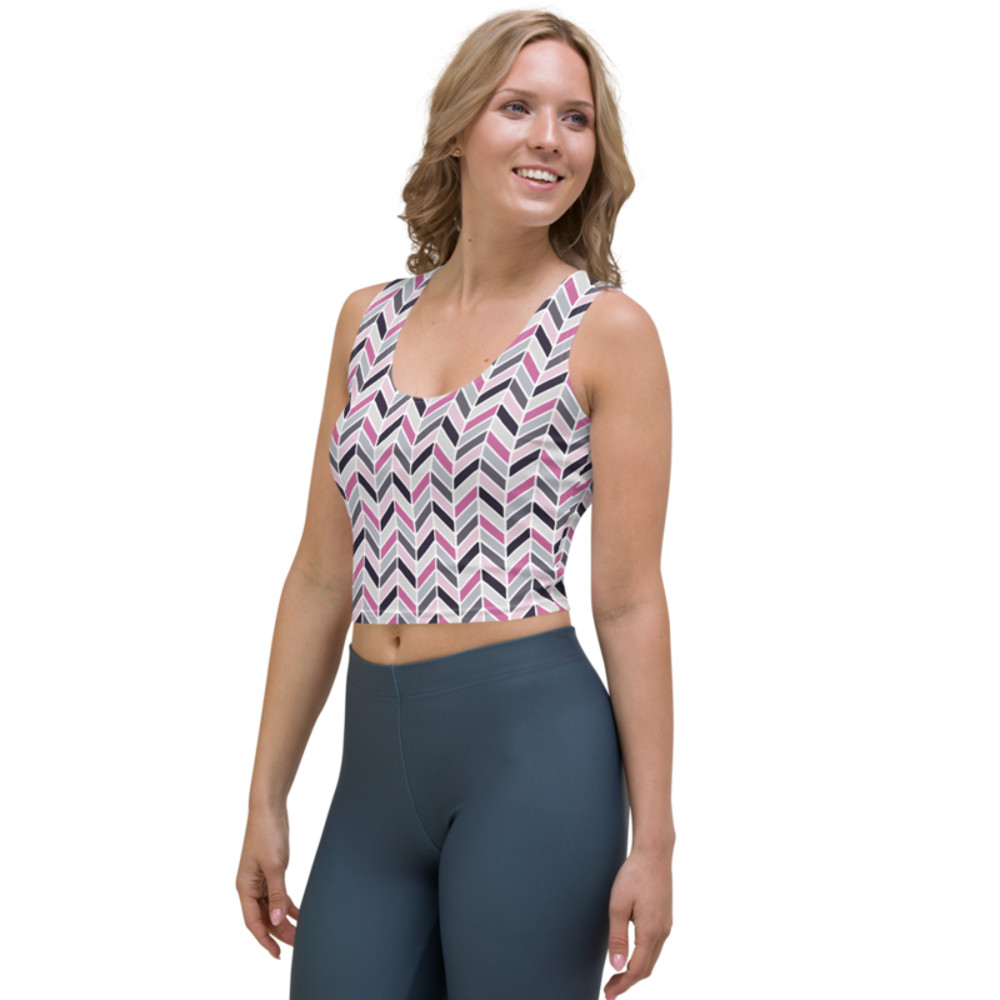 Colorful Chevron ZigZag Stripes Pattern Crop Top