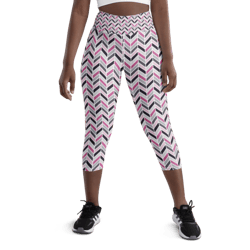 colorful chevron zigzag stripes pattern yoga capri leggings