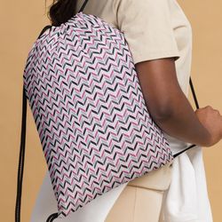 colorful chevron zigzag stripes pattern drawstring bag