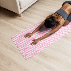 Pink Hearts on the White Background Yoga mat