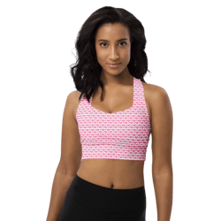 Pink Hearts on the White Background Longline sports bra