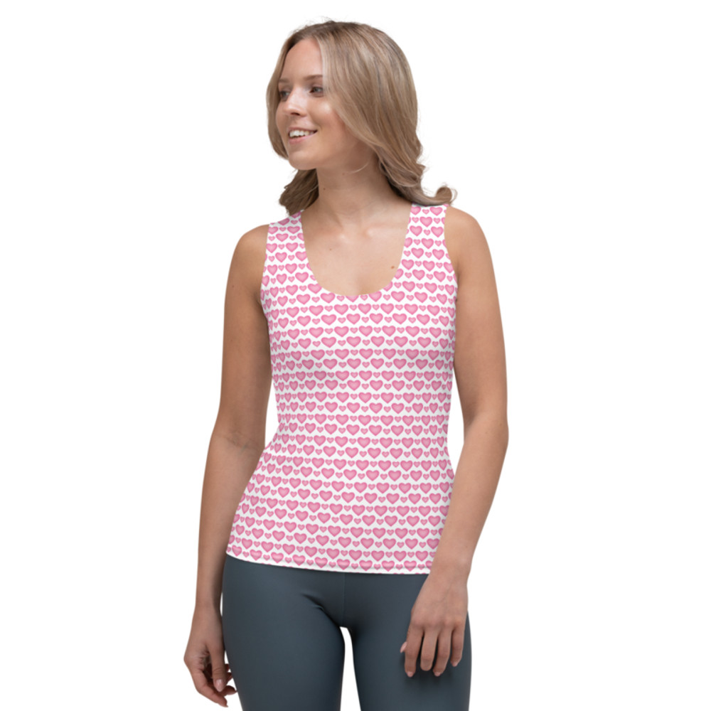 Pink Hearts on the White Background Sublimation Cut & Sew Tank Top