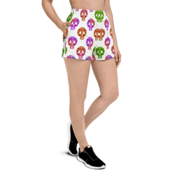 Colorful Skulls Seamless Pattern Women’s Recycled Athletic Shorts