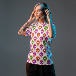 colorful skulls seamless pattern recycled unisex sports jersey