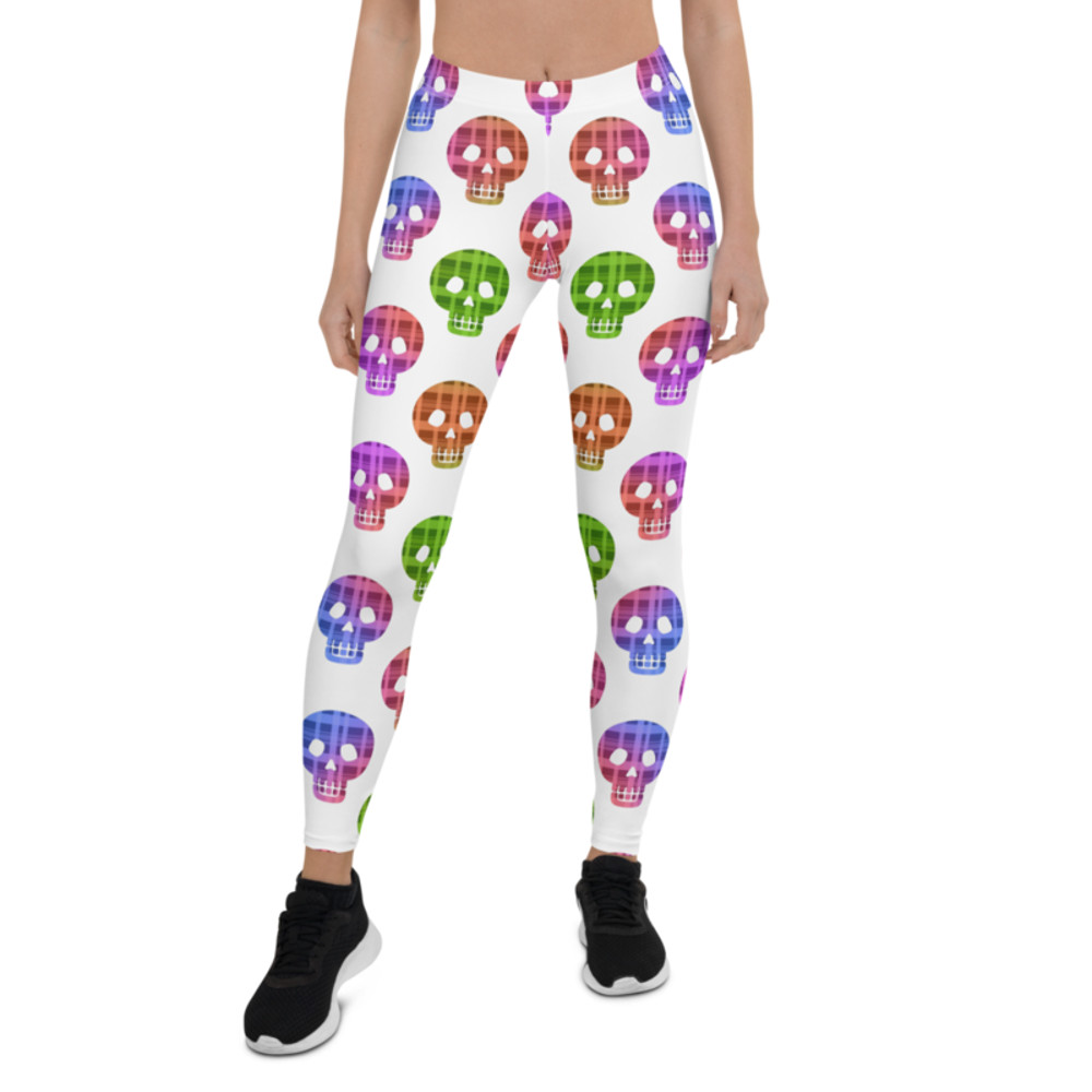 Colorful Skulls Seamless Pattern Leggings