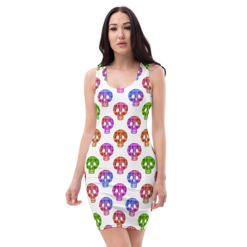 Colorful Skulls Seamless Pattern Sublimation Cut & Sew Dress