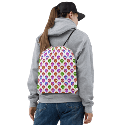colorful skulls seamless pattern drawstring bag