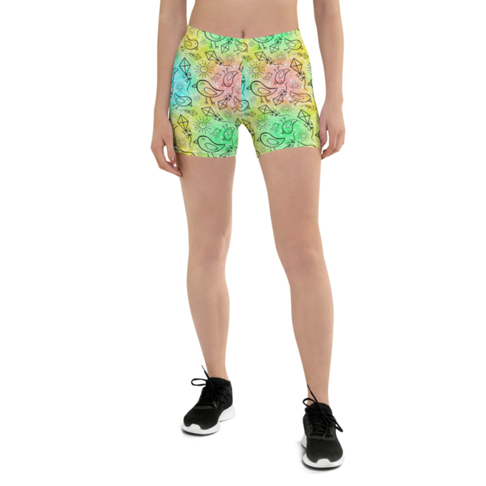Birds & Flying Kites Summer Seamless Pattern Shorts