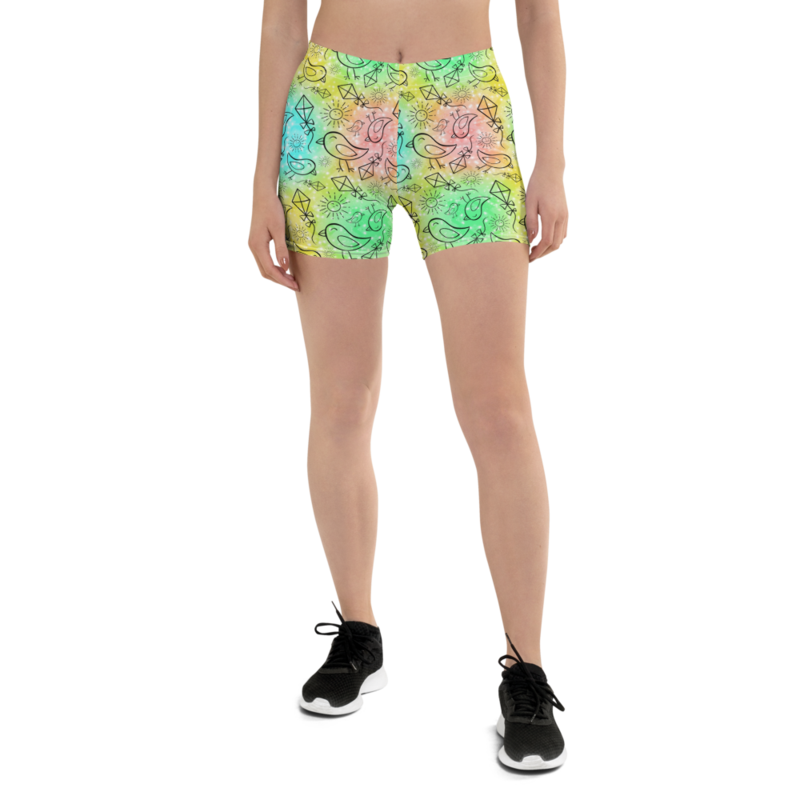 Birds & Flying Kites Summer Seamless Pattern Shorts