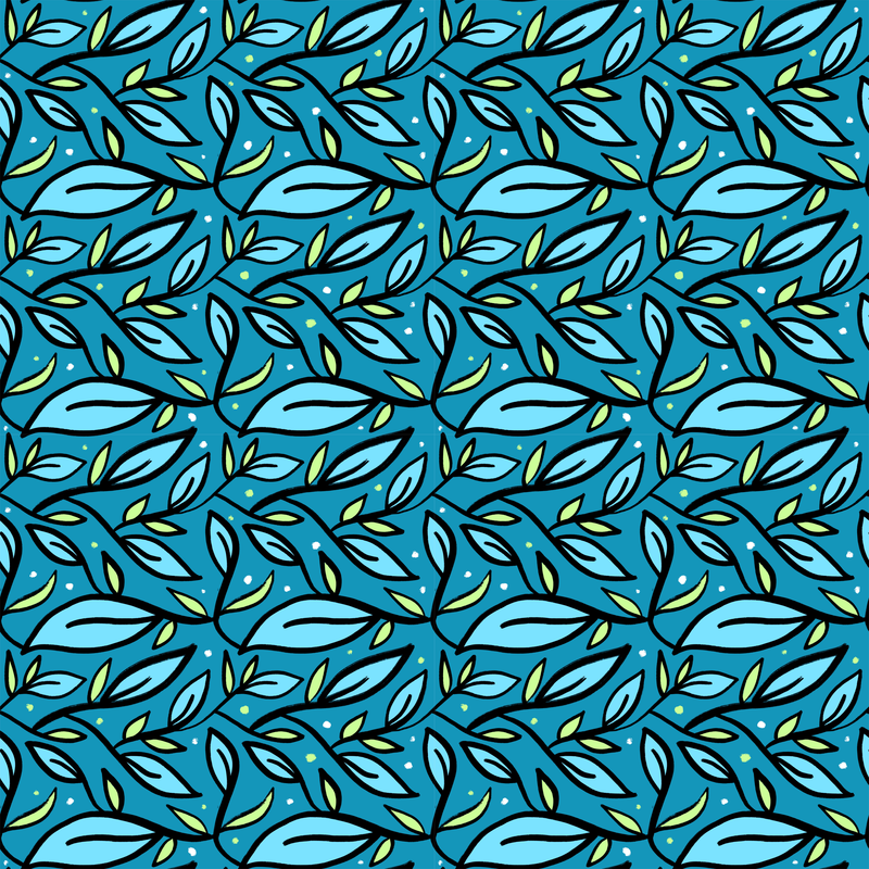 Leaves on a Blue Background Yoga Shorts