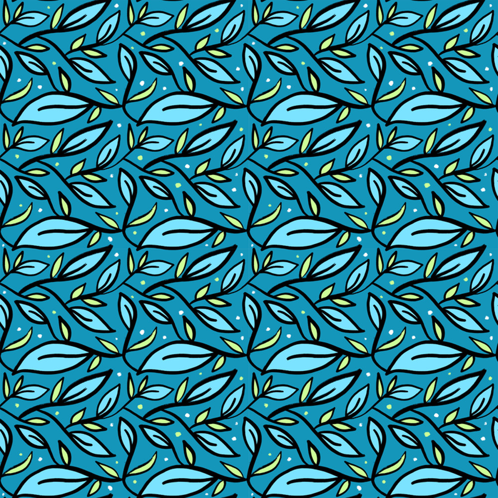 Leaves on a Blue Background Skater Skirt