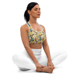 colorful spring flowers seamless pattern sports bra