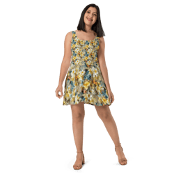 colorful spring flowers seamless pattern skater dress