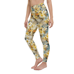 colorful spring flowers seamless pattern yoga leggings