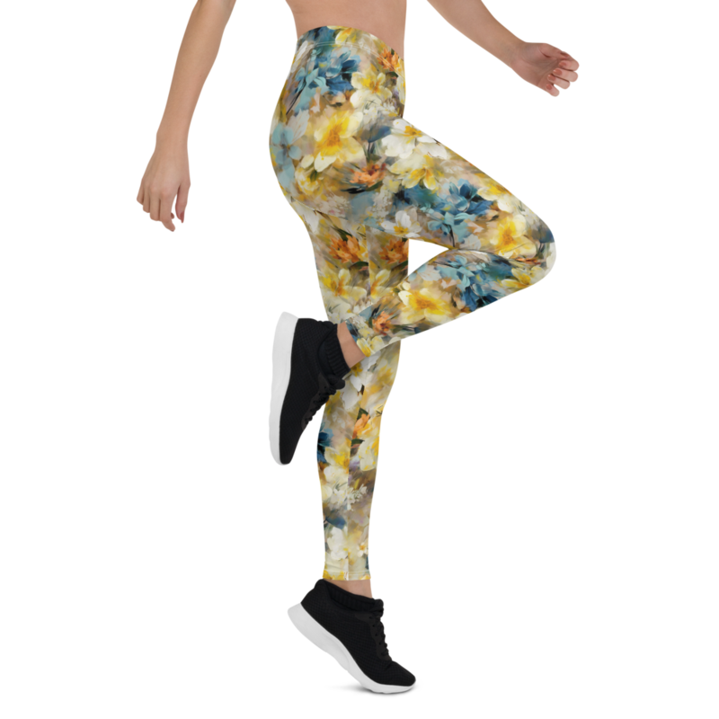 Colorful Spring Flowers Seamless Pattern Leggings
