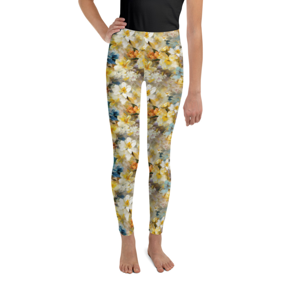 Colorful Spring Flowers Seamless Pattern Youth Leggings