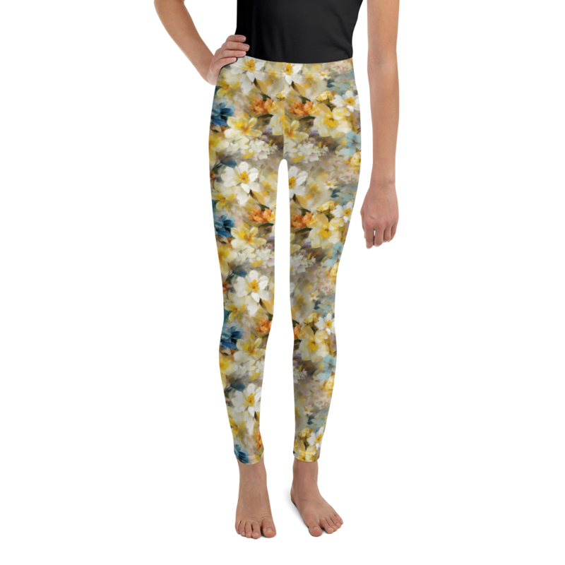 Colorful Spring Flowers Seamless Pattern Youth Leggings
