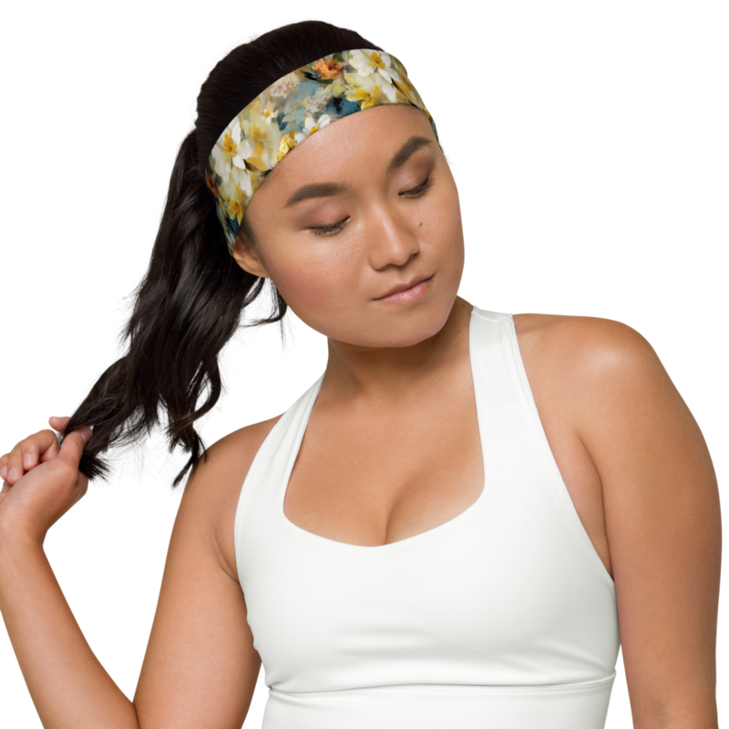 Colorful Spring Flowers Seamless Pattern Headband