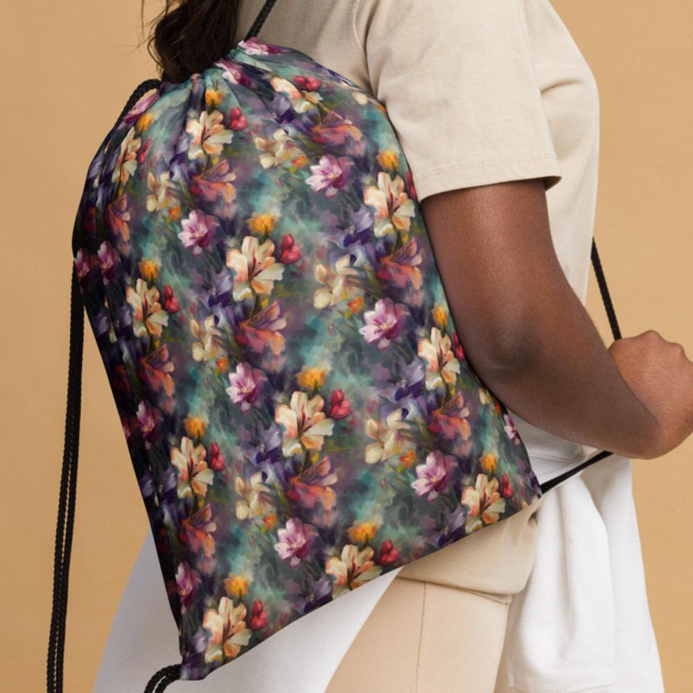 Beautiful Romantic Flowers Chic Floral Pattern Drawstring bag