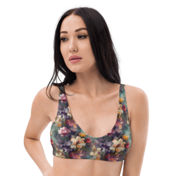 beautiful romantic flowers chic floral pattern recycled padded bikini top