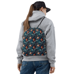 Watercolor Outer Space Planets Galaxy Pattern Drawstring bag