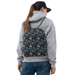 watercolor outer space planets galaxy pattern drawstring bag