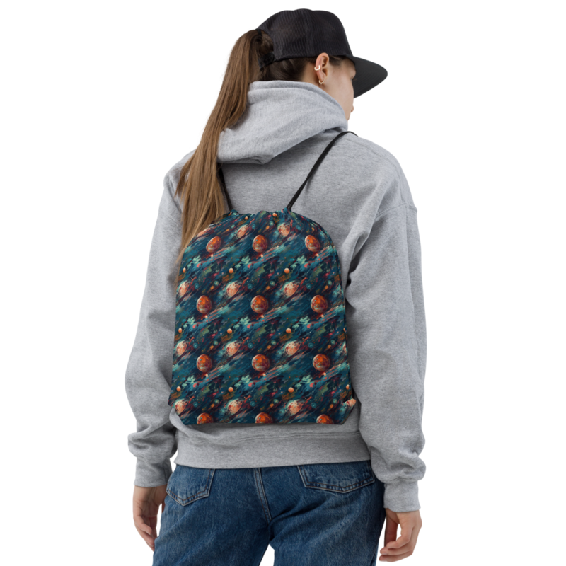 Watercolor Outer Space Planets Galaxy Pattern Drawstring bag