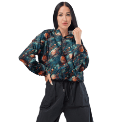 Watercolor Outer Space Planets Galaxy Pattern Women’s cropped windbreaker