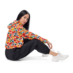 colorful watercolor hearts cute girly pattern women’s cropped windbreaker