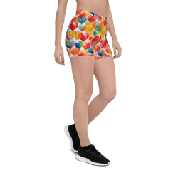colorful watercolor hearts cute girly pattern shorts
