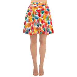 colorful watercolor hearts cute girly pattern skater skirt