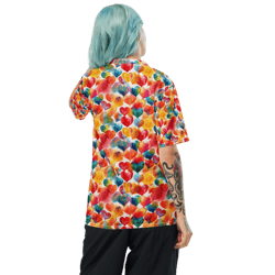 colorful watercolor hearts cute girly pattern recycled unisex sports jersey