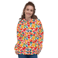 colorful watercolor hearts cute girly pattern unisex hoodie