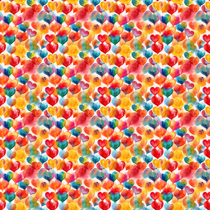 Colorful Watercolor Hearts Cute Girly Pattern Yoga Leggings