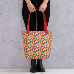 colorful watercolor hearts cute girly pattern tote bag