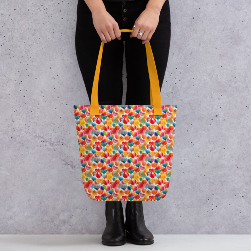 Colorful Watercolor Hearts Cute Girly Pattern Tote bag