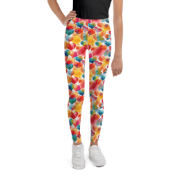 Colorful Watercolor Hearts Cute Girly Pattern Youth Leggings