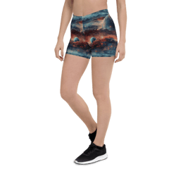 planets outer space galaxy watercolor pattern shorts