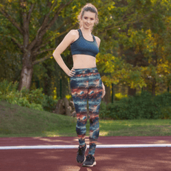planets outer space galaxy watercolor pattern yoga leggings