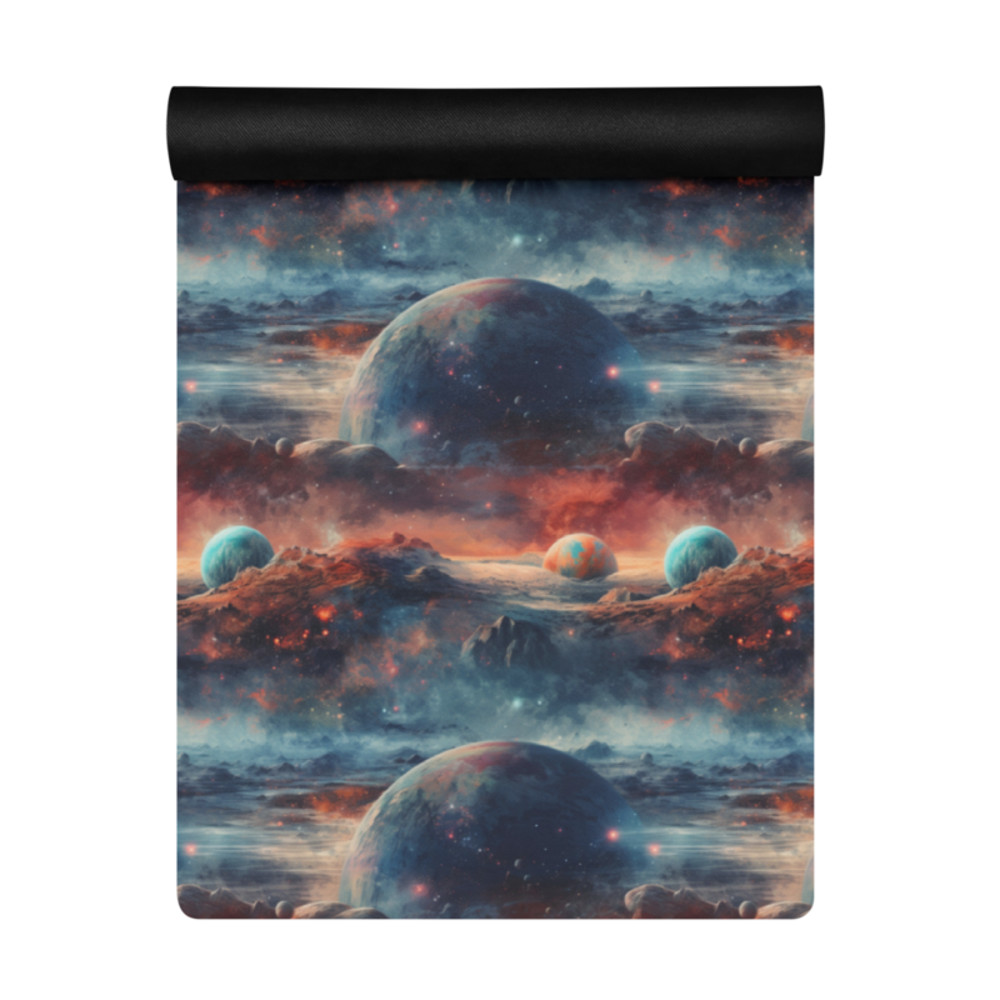 Planets Outer Space Galaxy Watercolor Pattern Yoga mat