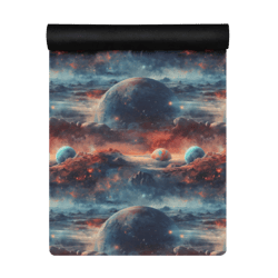 planets outer space galaxy watercolor pattern yoga mat