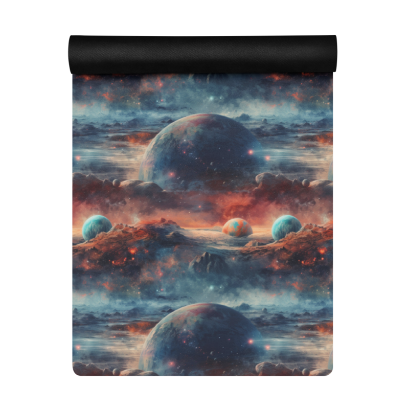 Planets Outer Space Galaxy Watercolor Pattern Yoga mat
