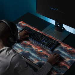 planets outer space galaxy watercolor pattern gaming mouse pad