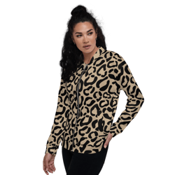 leopard skin animal pattern unisex bomber jacket