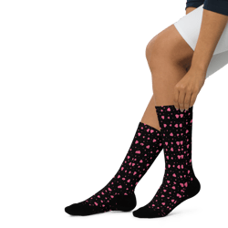 pink hearts on the black background basketball socks