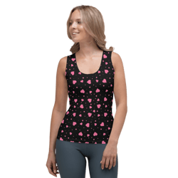 pink hearts on the black background sublimation cut & sew tank top