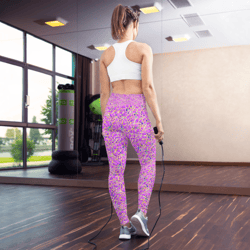 pink yellow blue modern mozaic seamless pattern yoga leggings