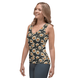 daisy flowers retro seamless pattern sublimation cut & sew tank top